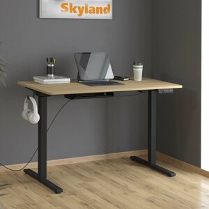 Компьютерный стол с регулировкой высоты / письменный стол SKYLAND XTEN-UP AT-002, дуб светлый/черный, 1200х600х730/1210
