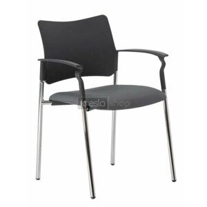 Конференц-кресло Pinko Pinko plastic 4legs Jade9502 Arms хромированные металлические ножки, черный пластик, серая ткань