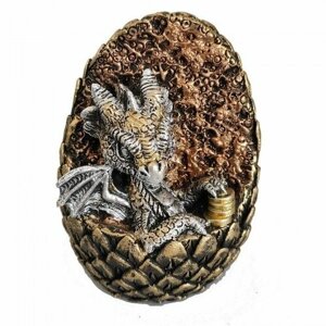 Копилка "Дракон в яйце с монетками"золото+серебро) 10,5х9х9