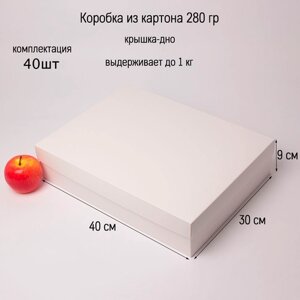 Коробка 40х9х30 белая картон (крышка-дно) - 40шт.