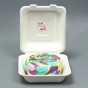 Коробка для бенто-торта со свечкой, кондитерская подарочная упаковка, «Спасибо», 21 х 20 х 7,5 см (комплект из 50 шт)