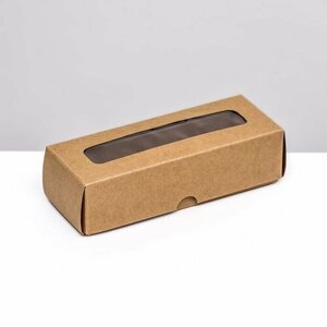 Коробка с обечайкой с окном "под 3 конфеты" 13x5x3,3 см, крафт