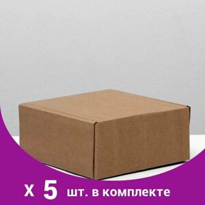 Коробка самосборная, без окна, крафт, 19 х 19 х 9 см (5 шт)