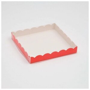 Коробочка для печенья, красная, 20x20x3 см