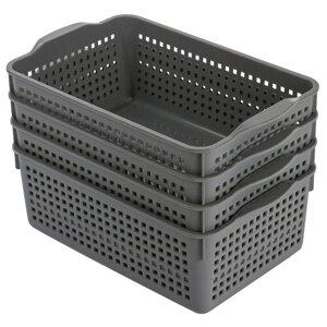 Корзина для хранения Лофт 3,8л 4 шт / контейнер / хозяйственная коробка, цвет серый