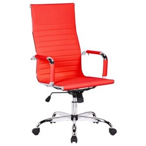 Кресла руководителя Кресло руководителя Helmi HL-E17 "Slim", экокожа красная, хром