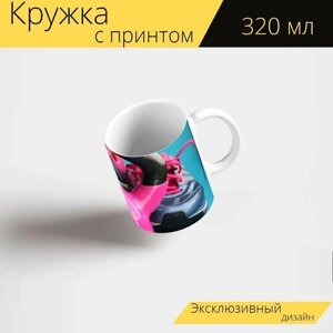 Кружка с рисунком, принтом "Фитнес, фитнесцентр, гири" 320 мл.