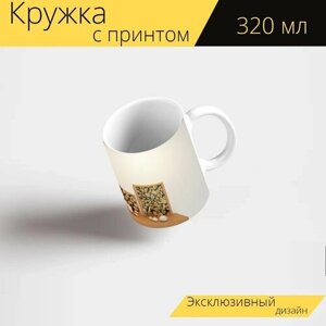 Кружка с рисунком, принтом "Фоны, полка, рамка искусства" 320 мл.