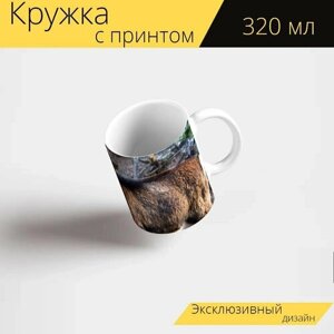 Кружка с рисунком, принтом "Козерог, дикий, животные" 320 мл.