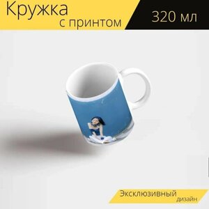 Кружка с рисунком, принтом "Женщина, спортивная одежда, фитнес" 320 мл.