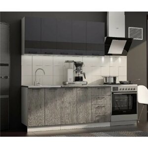 Кухонный гарнитур, кухня, готовый комплект Астра 1,6 м Графит софт/ Дуб Галиано