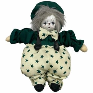 Кукла интерьерная "Клоун"зеленый), фарфор, 19 см, 1970-1980 гг, Германия