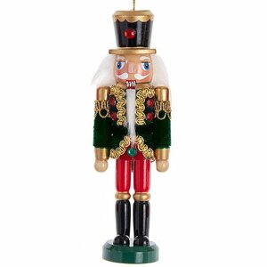 Kurts Adler Елочная игрушка Щелкунчик - Королевский Гвардеец в зеленом камзоле 15 см, подвеска F2106