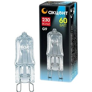 Лампа галогеновая Акцент JCD 230В 60W G9 CL капсульная прозрачная ГАH5B5H5