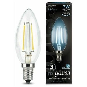 Лампа светодиодная gauss 103801207, E14, C35, 7 Вт, 4100 К