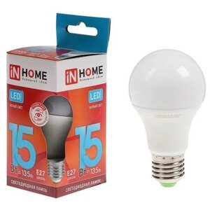 Лампа светодиодная IN HOME LED-A60-VC, е27, 15 вт, 230 в, 4000 к, 1350 лм