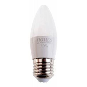 Лампа светодиодная LED 10 Вт 750 Лм белая 4100К E27 свеча Elementary | код. 30220 | GAUSS (4шт. в упак.)