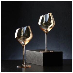 Magistro Набор бокалов стеклянных для вина Magistro «Иллюзия», 550 мл, 1024 см, 2 шт, цвет бронзовый