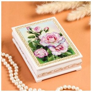 MARU Шкатулка «Нежные розы», белая, 1014 см, лаковая миниатюра