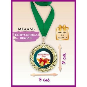 Медаль выпускника школы, металлическая, с лентой, 1 шт, LinDome
