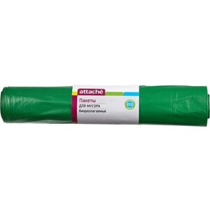 Мешки для мусора Attache Bio, ПВД, 120 л, 40 мкм, 20 шт, зеленые, 70*110 см