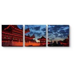 Модульная картина Храм Тянь Хоу в сумерках90x30