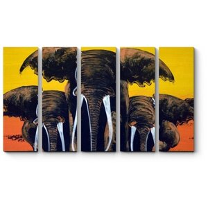 Модульная картина Могучее трио слонов 180x108