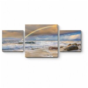 Модульная картина Море и радуга 220x94