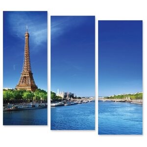 Модульная картина на холсте "Река в Париже" 90x83 см