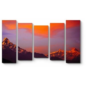 Модульная картина Оранжевый закат над гималайскими горами 130x78