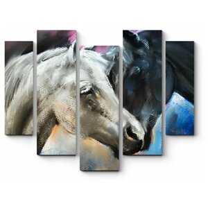 Модульная картина Влюбленная пара лошадей 121x98