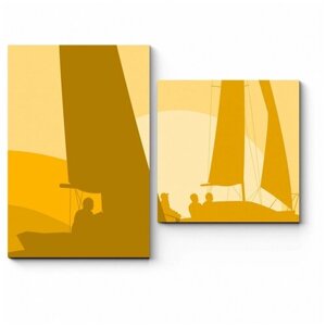 Модульная картина Яхты в лучах закатного солнца 160x120