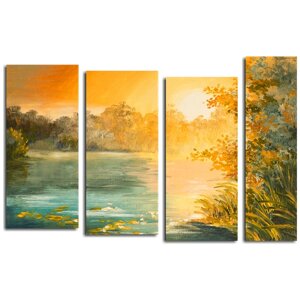 Модульная картина Закат солнца на озере 101х70 см