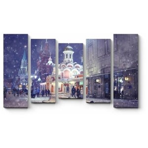 Модульная картина Зимний вечер в столице, Москва 160x96