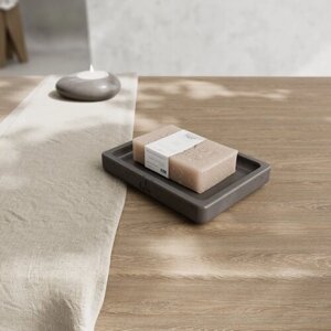 Мыльница для ванной комнаты и кухни, декоративная подставка для мыла "Oxford" арт бетон темно-серая