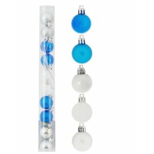 Набор ёлочных шаров 3 см цвет синий/серебристый, 10 шт.
