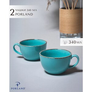 Набор фарфоровых чашек Porland Seasons объемом 340 мл, 2 штуки, цвет бирюзовый