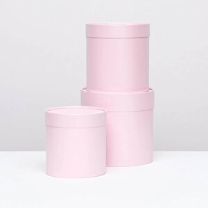 Набор коробок 3 в 1 без окна, розовый лепесток (перламутр) 21 х 21 - 16 х 16 см 10328436