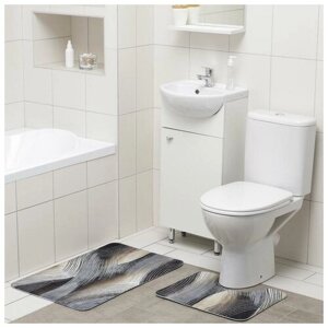 Набор ковриков для ванны и туалета Доляна «Саванна», 2 шт: 5080, 4050 см