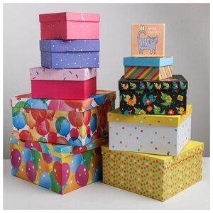 Набор подарочных коробок 10 в 1 «Поздравления», 10.2 10.2 6‒28.2 28.2 15 см