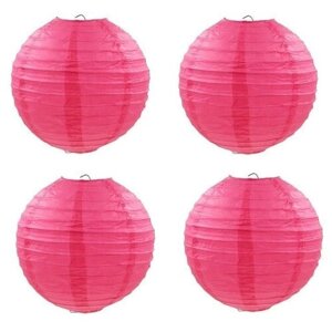 Набор подвесных бумажных фонариков ПатиПраздник цвет розовый, диаметр 40 см, 4 шт