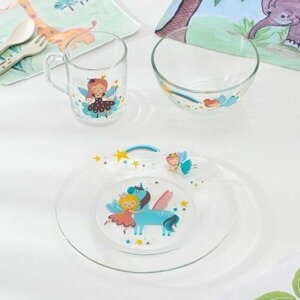 Набор стеклянной детской посуды "Принцессы", 3 предмета