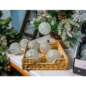 Набор стеклянных шаров кларитэ БЛЮ, ледяной аквамарин, 8 см, 12 шт, Winter Deco 19039-23038-8