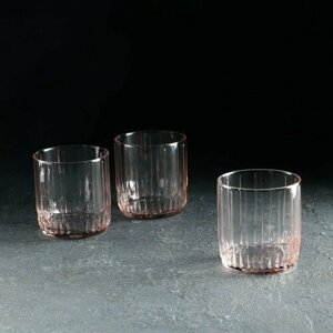 Набор стеклянных стаканов Leia, 3 шт, 265 мл, розовый (комплект из 6 шт)