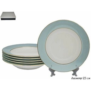 Набор тарелок 2 шт глубоких суповых 23 см набор посуды на 2 персоны Lenardi Blue, фарфор