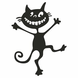 Наклейка "Счастливый кот", 100х75мм, черная, плоттер, Арт рэйсинг