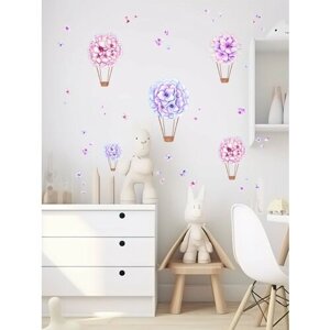 Наклейки на стену интерьерные Воздушные шары, цветочный принт для декора комнаты Lisadecor