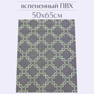Напольный коврик для ванной из вспененного ПВХ 65x50 см, лиловый/белый, с рисунком