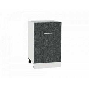 Напольный модуль для кухни Шкаф нижний с 1-ой дверцей и ящиком Валерия-М 816*500*478 Черный металлик дождь / Белый