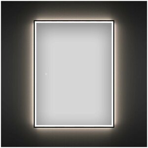 Настенное зеркало в ванную с подсветкой для макияжа Wellsee 7 Rays' Spectrum 172201360 : влагостойкое зеркало 70х120 см с черным матовым контуром